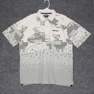 Ecko‎ Unlimited Mens Large White Houndstooth Short Sleeve Polo Shirt Y2K Skater